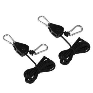 1pair 150lbs Load 1/8 Grow Light Rope Ratchet Lights Lifters Reflector Hangers for Reflector Hood Aquarium LED Plant Grow Tent