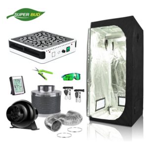 Super Bud Complete Hydroponic Grow Kit 4" Air Ventilation Odor Control System 2' Grow Tent Quantum Board/ Apollo4 LED Grow Light