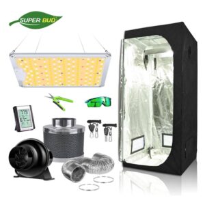 SuperBud Complete Grow Tent Kit Hydroponic 4"/ 5''/ 6" Air Ventilation Odor Control System+ Grow Tent Combo+ LED Grow Light