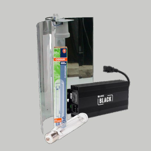 Osram Lumii Black + Spiegelkap + Osram Plantastar 600 Watt